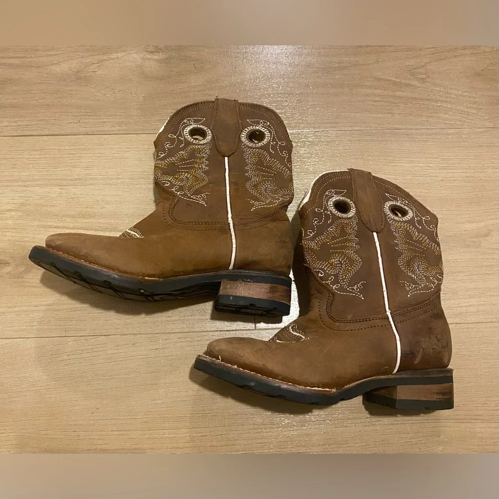 D’Leon Kids Brown‎ Square Toe Cowboy Western Boots Boy’s 3
